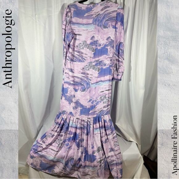 ANTHROPOLOGIE BY BOAMAR THE RIVERIA MAXI DRESS IN SEASCAPE NEW LARGE NWOT - Picture 8 of 11